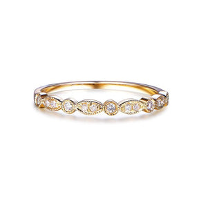Art Deco Diamond Milgrain Half Eternity Wedding Band - Lord of Gem Rings