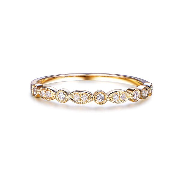Art Deco Diamond Milgrain Half Eternity Wedding Band - Lord of Gem Rings