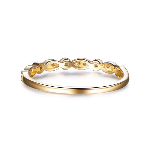 Art Deco Diamond Milgrain Half Eternity Wedding Band - Lord of Gem Rings