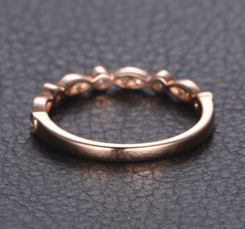 Art Deco Diamond Milgrain Half Eternity Wedding Band - Lord of Gem Rings