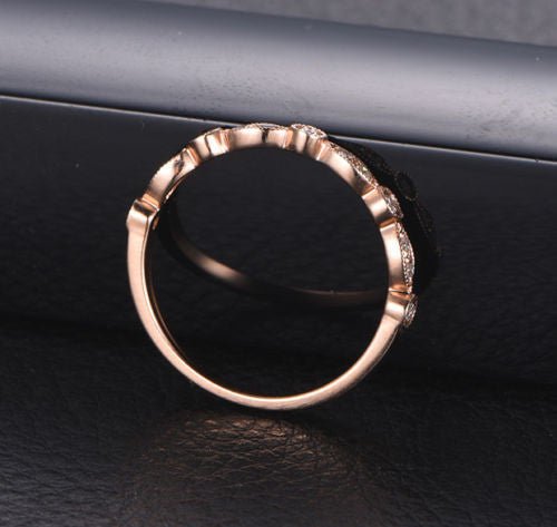 Art Deco Diamond Milgrain Half Eternity Wedding Band - Lord of Gem Rings