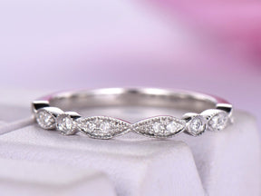 Art Deco Diamond Symmetrical Marquise and Dot Wedding Band - Lord of Gem Rings