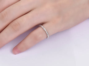 Art Deco Diamond Symmetrical Marquise and Dot Wedding Band - Lord of Gem Rings