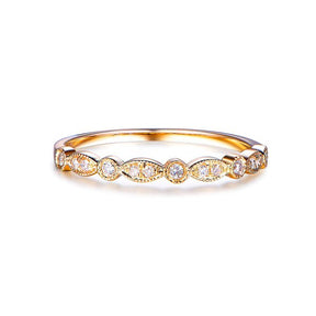 Art Deco Diamond Wedding Band 14K Yellow Gold - Lord of Gem Rings