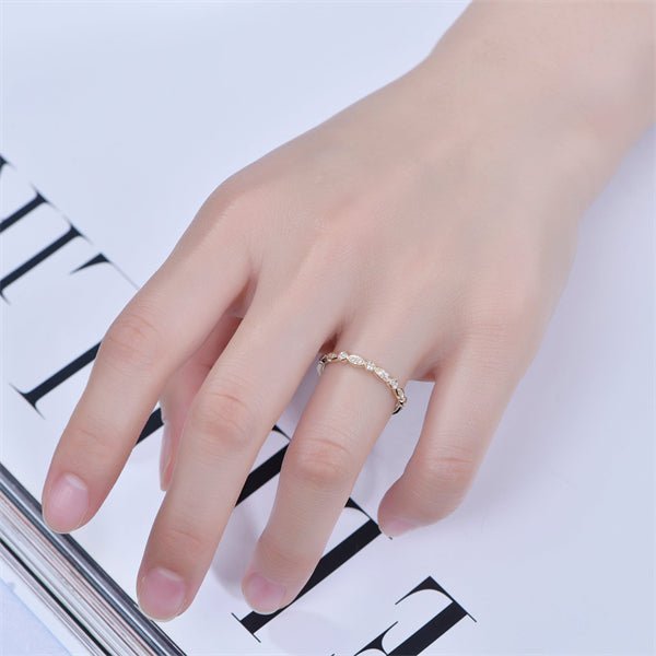 Art Deco Diamond Wedding Band 14K Yellow Gold - Lord of Gem Rings