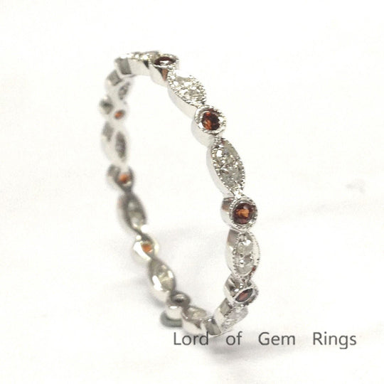Art Deco Garnet Diamond Full Eternity January Birthstone Band