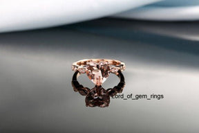 Art Deco Heart Morganite Diamond Ring - Lord of Gem Rings