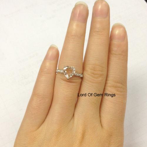 Art Deco Heart Morganite Diamond Ring - Lord of Gem Rings