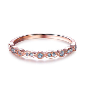 Art Deco London Blue Topaz Wedding Band December Birthstone Band - Lord of Gem Rings