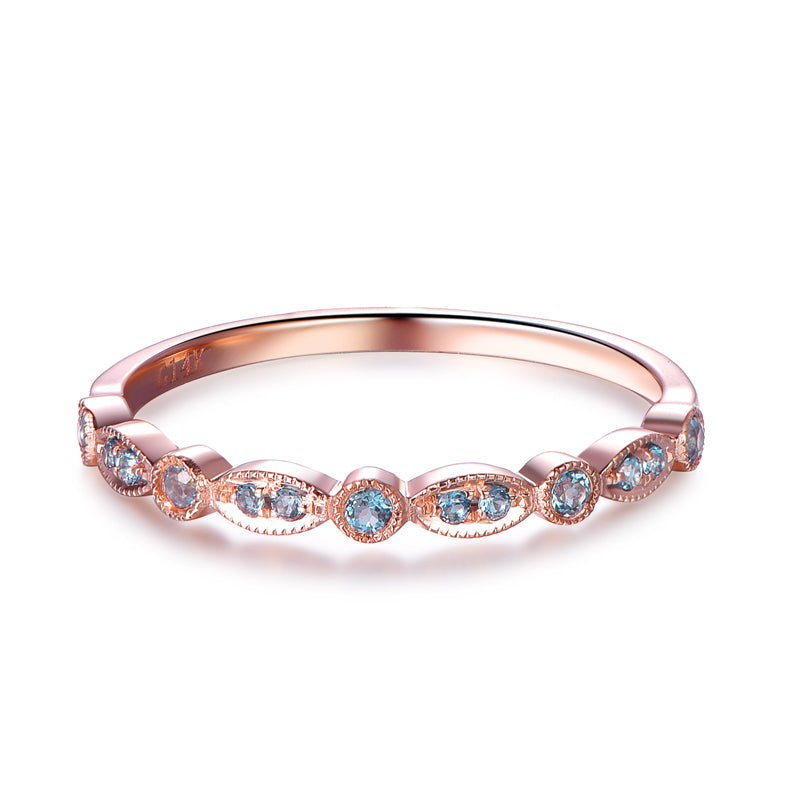 Art Deco London Blue Topaz Wedding Band December Birthstone Band - Lord of Gem Rings