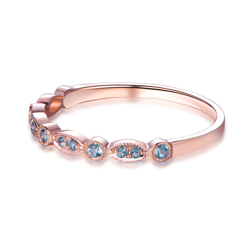 Art Deco London Blue Topaz Wedding Band December Birthstone Band - Lord of Gem Rings