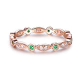 Art Deco Milgrain Emerald Diamond May Birthstone Band - Lord of Gem Rings