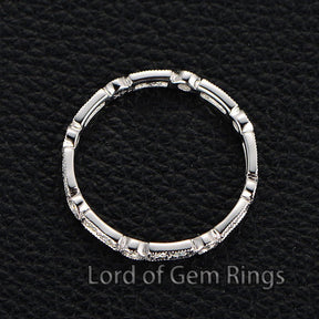 Art Deco Moissanite Full Eternity Wedding Band 14K White Gold - Lord of Gem Rings