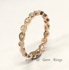 Art Deco Moissanite Full Eternity Wedding Band 18K Rose Gold - Lord of Gem Rings