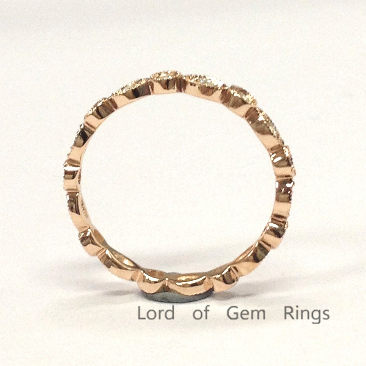 Art Deco Moissanite Full Eternity Wedding Band 18K Rose Gold - Lord of Gem Rings