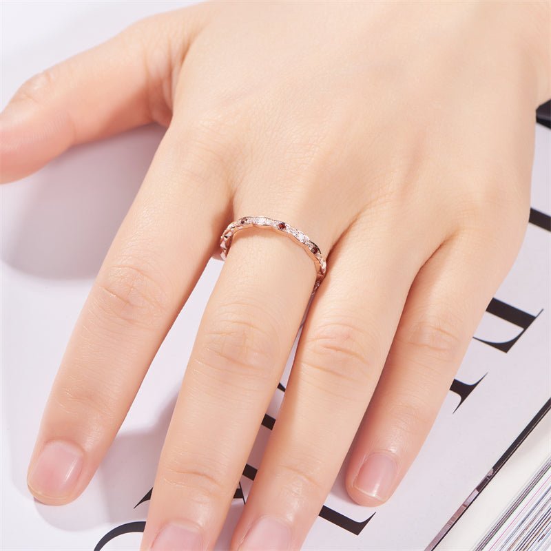 Art Deco Opal Garnet Diamond Eternity January Birthstone Band - Lord of Gem Rings