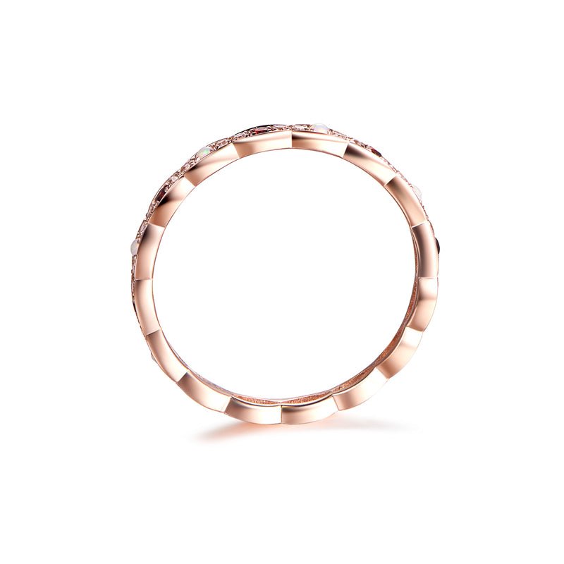 Art Deco Opal Garnet Diamond Eternity January Birthstone Band - Lord of Gem Rings