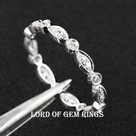 Art Deco Pavé - Set Diamond Milgrain Eternity Band - Lord of Gem Rings