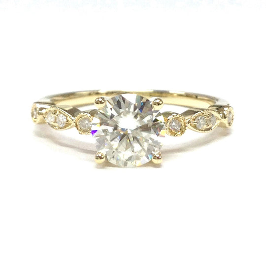 Art Deco Round Moissanite Diamond Ring