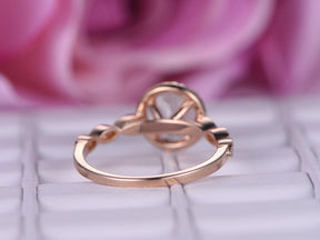 Art Deco Round Morganite Ring Accents Diamond Halo - Lord of Gem Rings