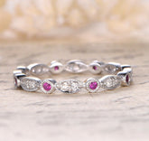 Art Deco Ruby Diamond Eternity July Birthstone Band - Lord of Gem Rings