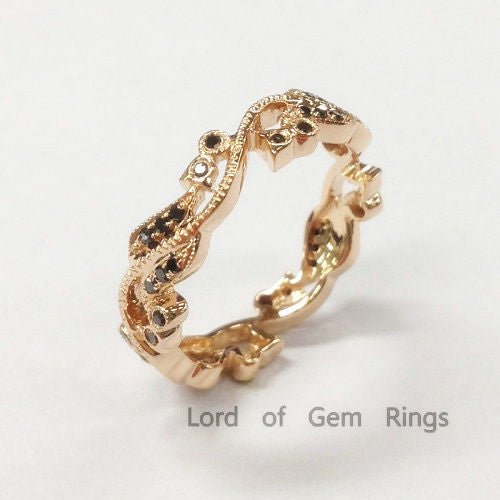 Art Deco Vintage Black Diamond Eternity Vine Ring - Lord of Gem Rings
