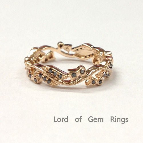 Art Deco Vintage Black Diamond Eternity Vine Ring - Lord of Gem Rings