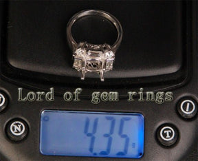 Baguette and Diamond Halo 14K White Gold Semi Mount Ring Round 8mm - Lord of Gem Rings