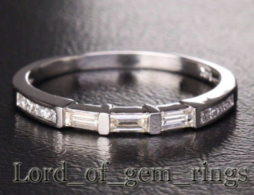 Baguette and Princess Diamond Half Eternity Wedding Band