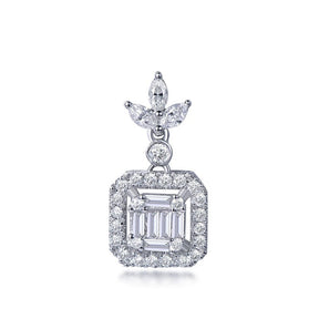 Baguette and Round Diamond Pendant 14K White Gold - Lord of Gem Rings