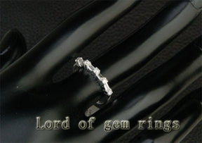 Baguette and Round Diamond Wedding Band 14K White Gold (.45ct.tw.) - Lord of Gem Rings
