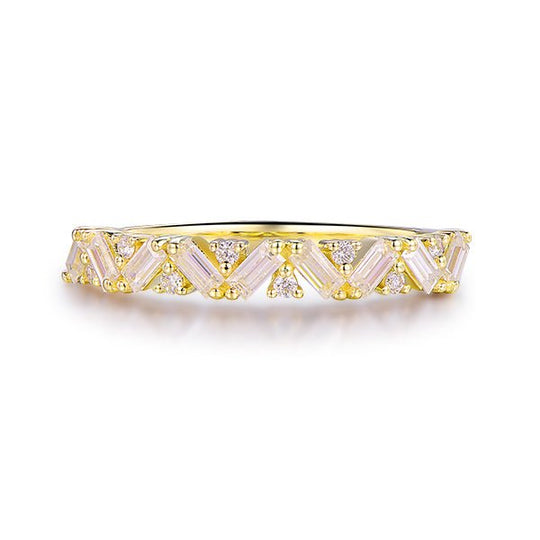 Baguette Cut Moissanite Half Eternity Wedding Band in 14K Gold