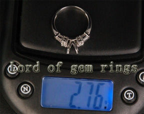 Baguette/Round Diamond Engagement Semi Mount Ring 14K White Gold Round 6.5mm - Lord of Gem Rings