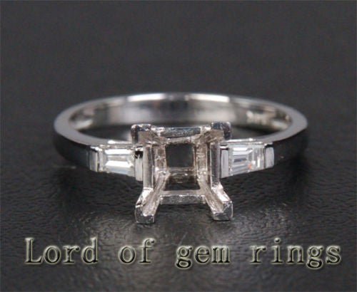 Bagutte VS/H Diamond Engagement Semi Mount Ring 14K White Gold Setting Princess 5-5.5mm - Lord of Gem Rings