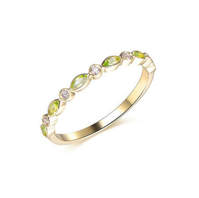 Beze-Set Peridot Marquise Moissanite August Birthstone Band - Lord of Gem Rings