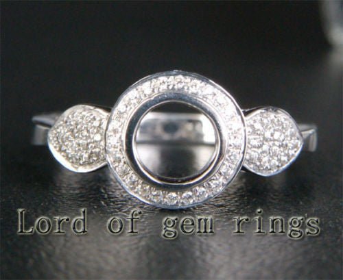Bezel 5mm Round Cut 14K White Gold .31ctw Diamonds Engagement Semi Mount Ring