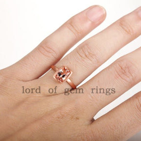 Bezel Cushion Morganite Engagement Solitaire Ring - Lord of Gem Rings