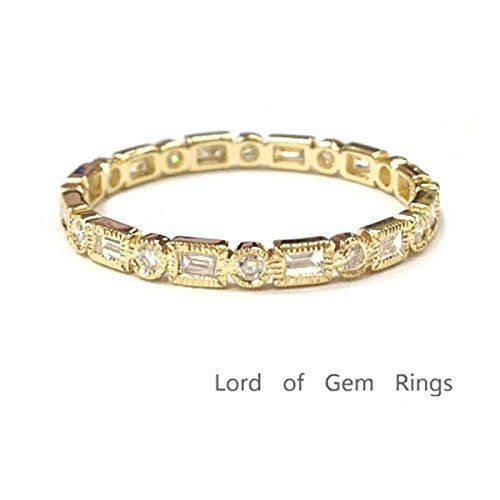 Bezel-Set Baguette Diamond Eternity Wedding Band Milgrain - Lord of Gem Rings