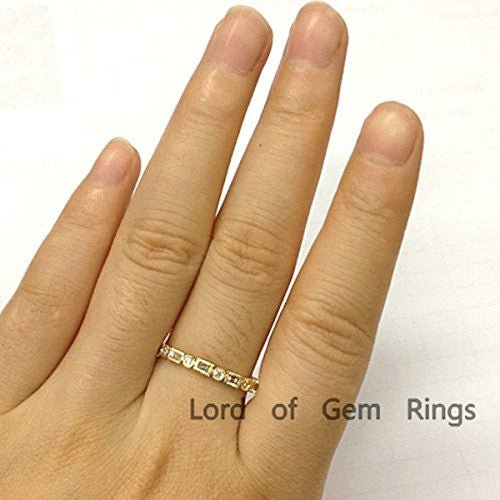 Bezel-Set Baguette Diamond Eternity Wedding Band Milgrain - Lord of Gem Rings