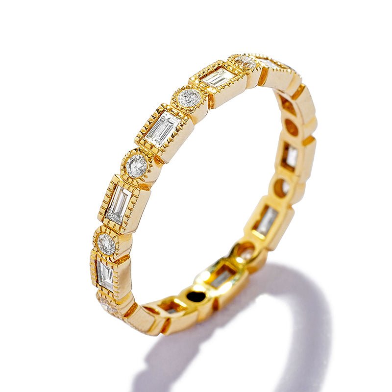 Bezel-Set Baguette Diamond Eternity Wedding Band Milgrain - Lord of Gem Rings