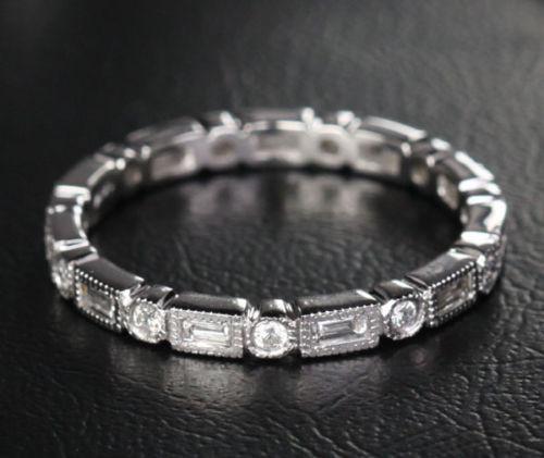 Bezel-Set Baguette Diamond Eternity Wedding Band Milgrain - Lord of Gem Rings