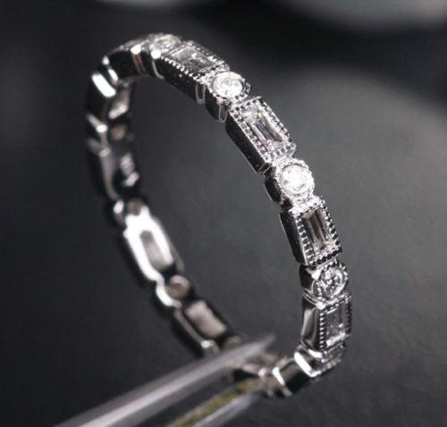 Bezel-Set Baguette Diamond Eternity Wedding Band Milgrain - Lord of Gem Rings