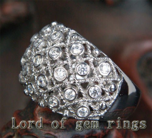 Bezel-Set Diamond Filigrain Wedding Ring 14K White Gold (.66ct.tw.)