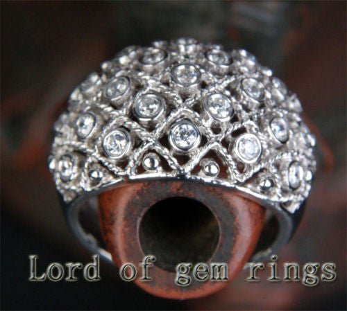 Bezel-Set Diamond Filigrain Wedding Ring 14K White Gold (.66ct.tw.) - Lord of Gem Rings