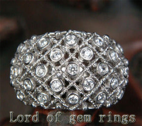 Bezel-Set Diamond Filigrain Wedding Ring 14K White Gold (.66ct.tw.) - Lord of Gem Rings