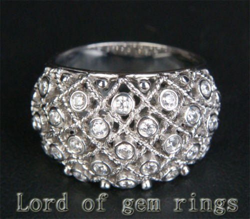 Bezel-Set Diamond Filigrain Wedding Ring 14K White Gold (.66ct.tw.) - Lord of Gem Rings