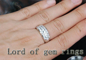 Bezel-Set Diamond Triple Row Wedding Ring 14K White Gold (1.62ct.tw) - Lord of Gem Rings