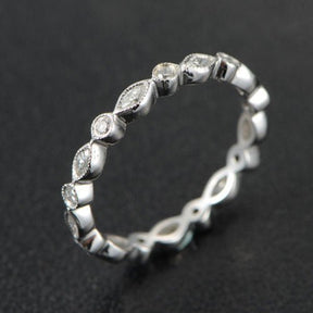 Bezel-Set Marquise and Round Diamond Eternity Wedding Band - Lord of Gem Rings