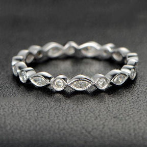 Bezel-Set Marquise and Round Diamond Eternity Wedding Band - Lord of Gem Rings