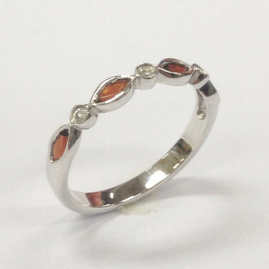 Bezel Set Marquise Garnet Diamond January Birthstone Band